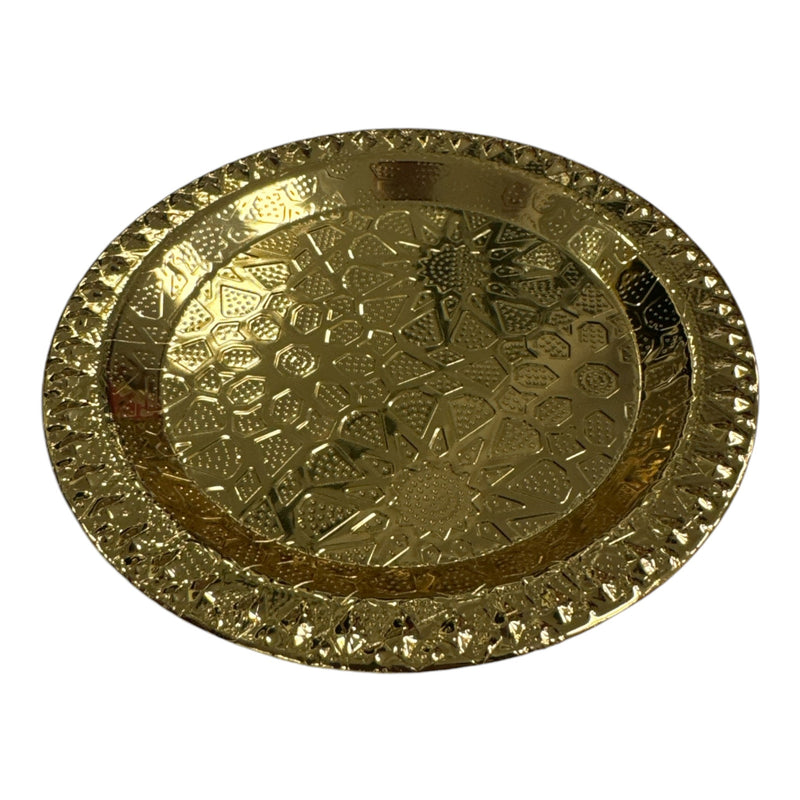 Mini Plato de Metal Dorado Con Grabado Relieve