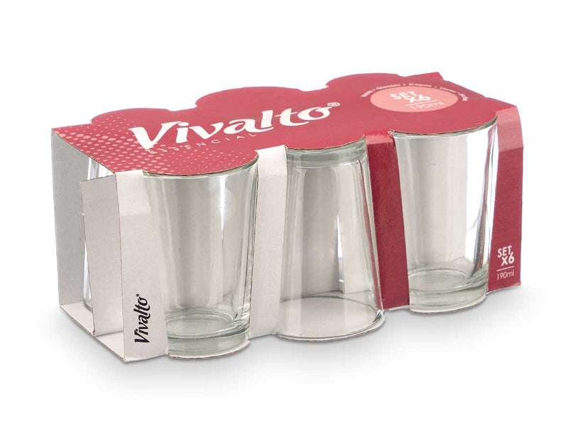 Set 6 vasos lisos 190ml