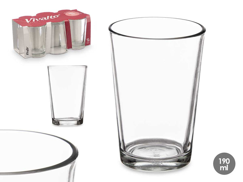 Set 6 vasos lisos 190ml