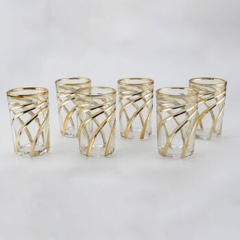 Set  12 vasos vasos de cristal dorado