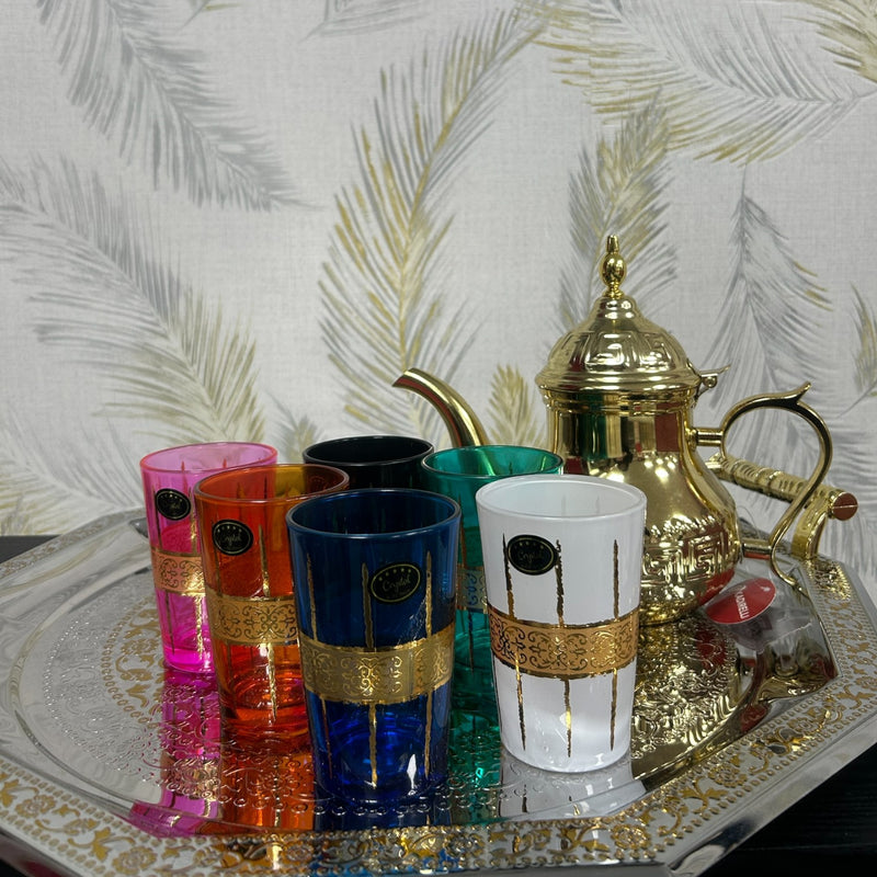 Set de 12 Vasos de Te  Dorado 10x6,5 cm / unidad