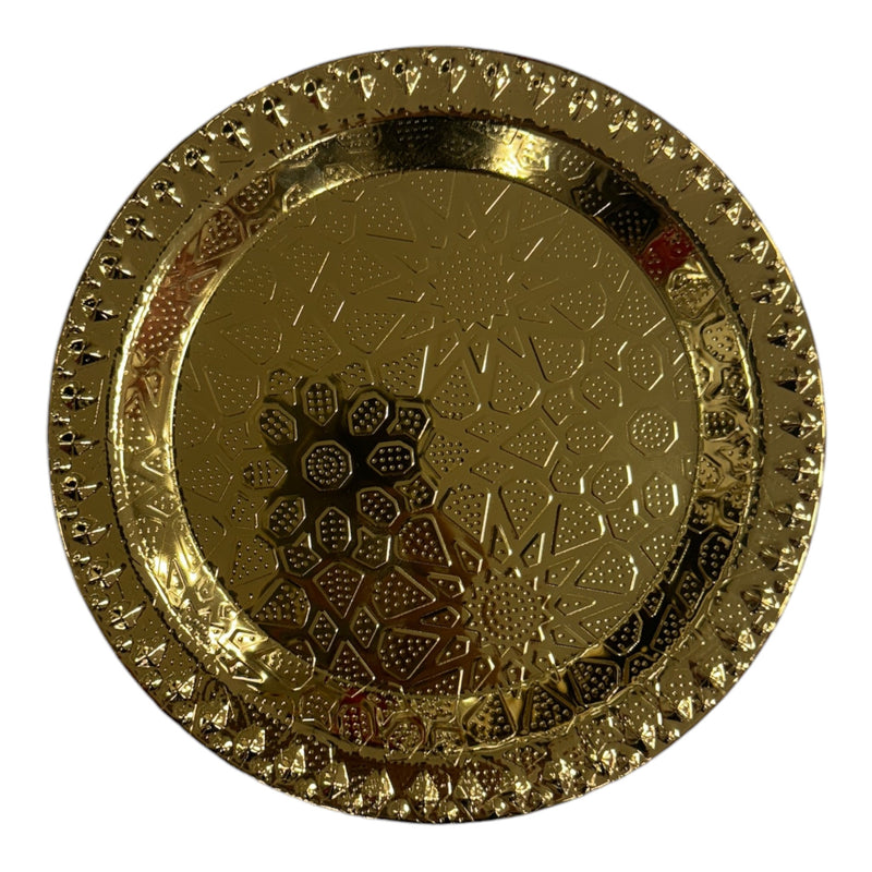 Mini Plato de Metal Dorado Con Grabado Relieve